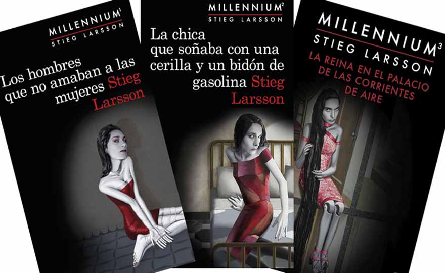 Portadas de las novelas de la trilogía Millennium, de Stieg Larsson